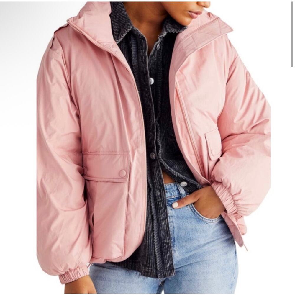 FREE PEOPLE x WE THE FREE Women’s Pink Duvet Puffer Bomber Jacket
